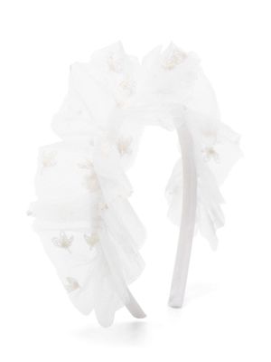 Bonpoint floral-appliqué organza headband - White