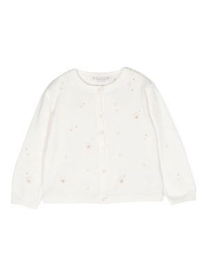 Bonpoint floral-embroidery cotton cardigan - White