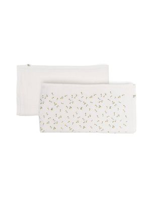 Bonpoint floral-print cotton blanket - White