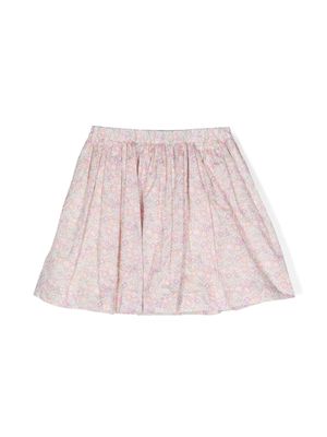 Bonpoint floral-print pleated cotton skirt - Pink
