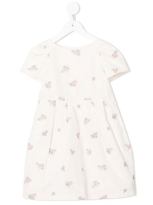 Bonpoint floral-print short-sleeve dress - White