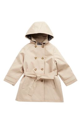 Bonpoint Kids' Aida Double Breasted Hooded Trench Coat in Beige 060