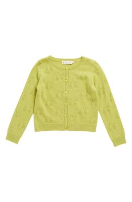 Bonpoint Kids' Openwork Cherry Cashmere Cardigan in 044 Lime