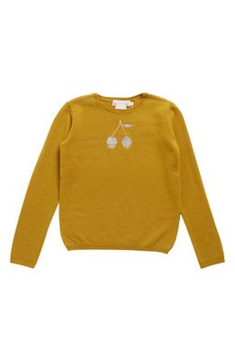 Bonpoint Kids' Sparkle Cherry Cashmere Sweater in Upb Lichen 145C
