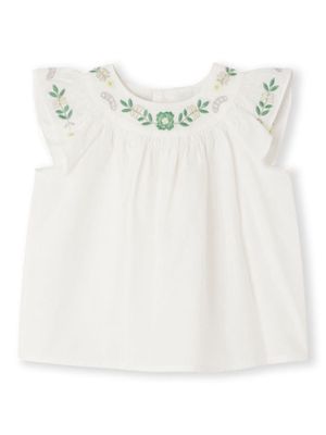 Bonpoint Lala floral-embroidered blouse - White