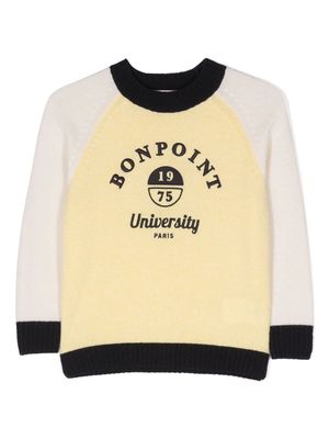 Bonpoint logo-embroidered wool sweatshirt - Yellow