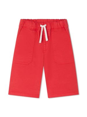 Bonpoint logo-patch cotton-blend shorts - Red