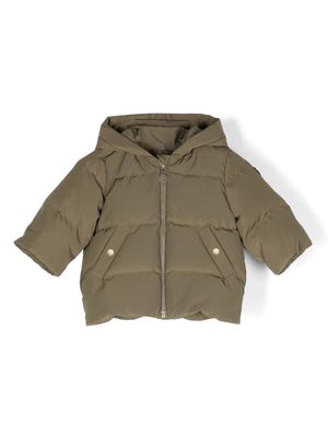 Bonpoint logo-patch hooded coat - Green