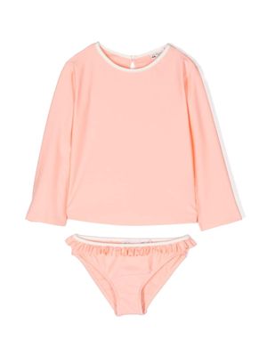 Bonpoint long-sleeve ruffled tankini - Orange