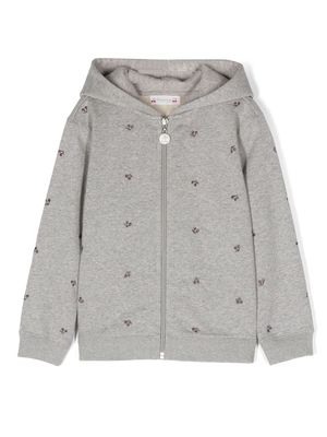 Bonpoint lurex-detailing zip-up hoodie - Grey
