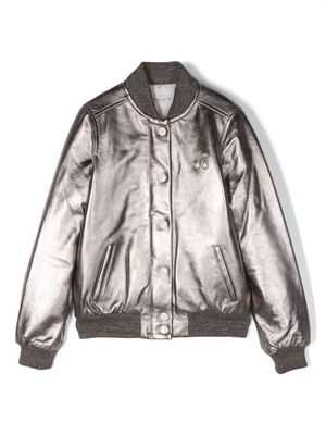 Bonpoint metallic-effect leather jacket - Silver