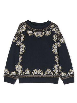 Bonpoint motif-embroidered cotton sweatshirt - Blue