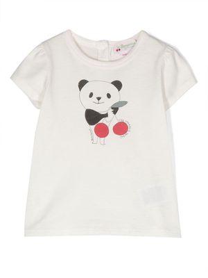 Bonpoint panda-print cotton T-shirt - White