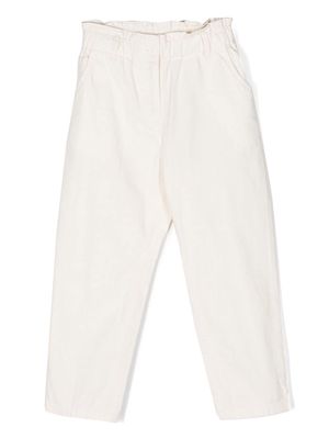 Bonpoint paperbag-waist cotton trousers - Neutrals