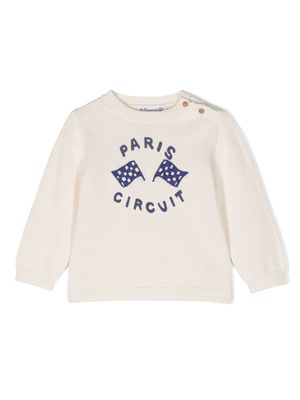 Bonpoint Paris Circuit-print cotton-blend jumper - White