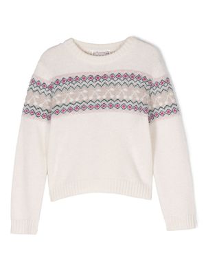 Bonpoint patterned-intarsia merino-wool jumper - White