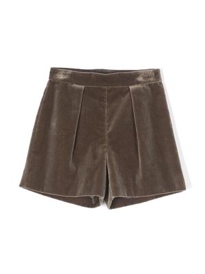 Bonpoint pleat-detail velvet shorts - Brown
