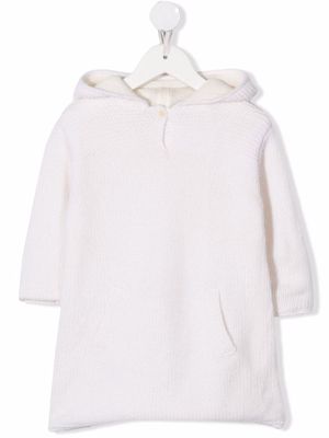 Bonpoint pointed-hood knitted hoodie - White