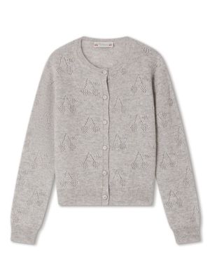 Bonpoint pointelle-knit cashmere cardigan - Grey