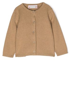 Bonpoint ribbed button-front cardigan - Neutrals