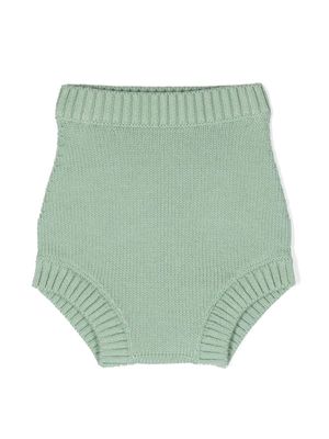 Bonpoint ribbed-edge cotton shorts - Green