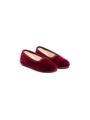 Bonpoint round toe velvet slippers - Red