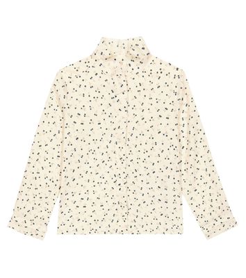 Bonpoint Ruffled cherry-printed cotton blouse