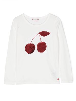 Bonpoint sequinned-cherry cotton T-shirt - White