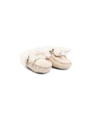Bonpoint shearling-trim lace-up pre-walkers - Neutrals