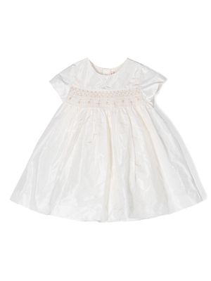 Bonpoint short-sleeve silk dress - White