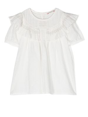 Bonpoint short-sleeved ruffled blouse - White