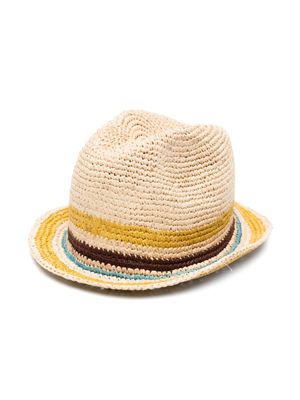 Bonpoint stripe-detailed raffia sun hat - Neutrals