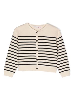 Bonpoint stripe-print merino-cotton blend cardigan - White