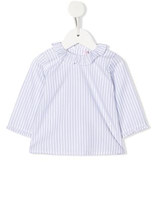 Bonpoint striped ruffled blouse - White