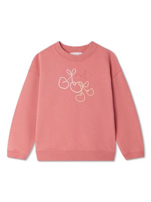 Bonpoint Tayla cherry-embroidered cotton sweatshirt - Pink