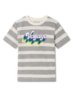 Bonpoint Thibald striped graphic-print T-shirt - Grey