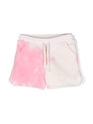 Bonpoint tie-dye cotton track shorts - White