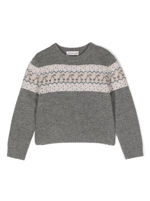 Bonpoint Tinoa intarsia-knit wool sweater - Grey