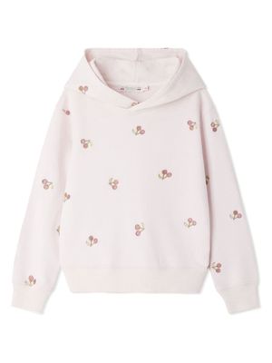 Bonpoint Tita cherry-embroidered cotton hoodie - Neutrals