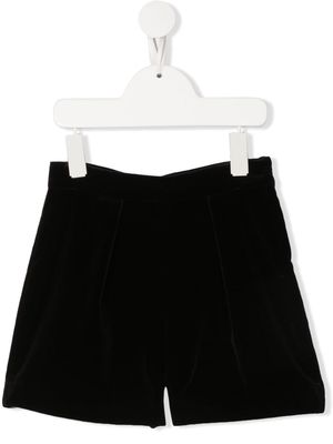 BONPOINT velvet-effect zip shorts - Black