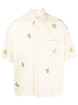 Bonsai appliqué-detailing virgin-wool shirt - Yellow