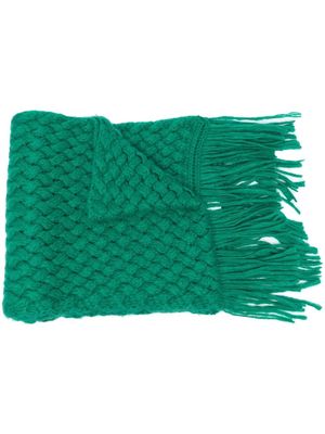 Bonsai cable-knit frayed scarf - Green