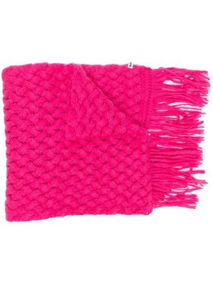Bonsai chunky-knit frayed-trim scarf - Pink