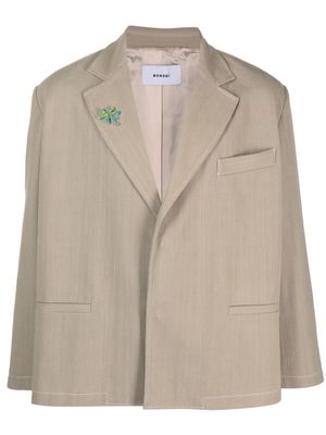 Bonsai contrast-stitching single-breasted blazer - Neutrals