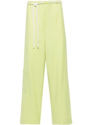 Bonsai drawstring-waistband wide-leg wool trousers - Green