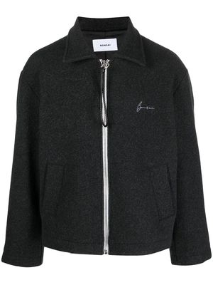 Bonsai embroidered-logo cropped wool jacket - Grey