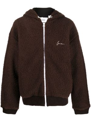 Bonsai embroidered-logo zip-up hoodie - Brown