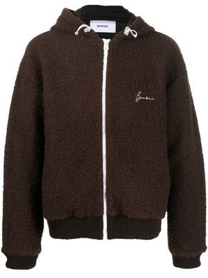 Bonsai fleece-texture zipped hoodie - Brown