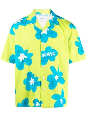 Bonsai floral-print cotton shirt - Green