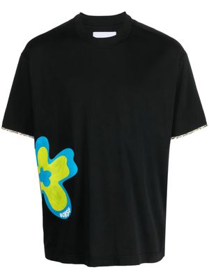 Bonsai floral-print cotton T-Shirt - Black